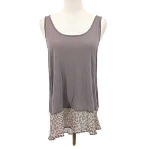 Layered taupe tank top sheer hem sleeveless rayon blend womens M